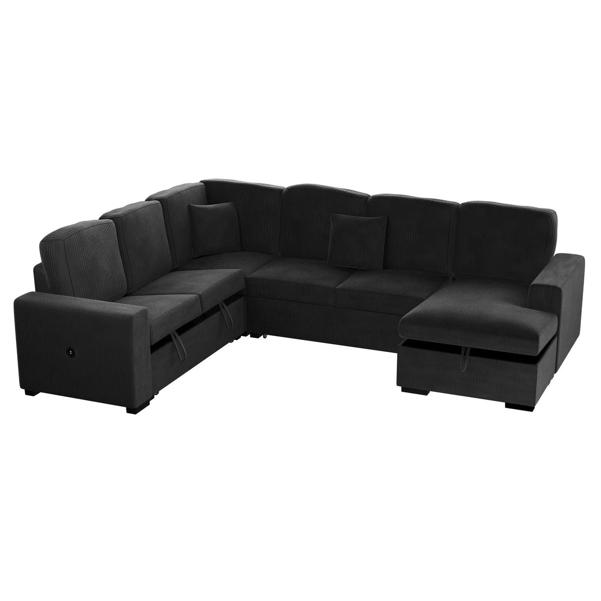 Modern Design Convertible Sectional Storage Bed With USB Port Home Essentials