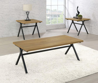 Colmar - 3 Piece Engineered Wood Coffee Table Set - Golden Oak CoasterEssence