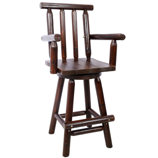 Rustic Bar Stool, Fir Wood Construction, Wide Armrest Home Essentials