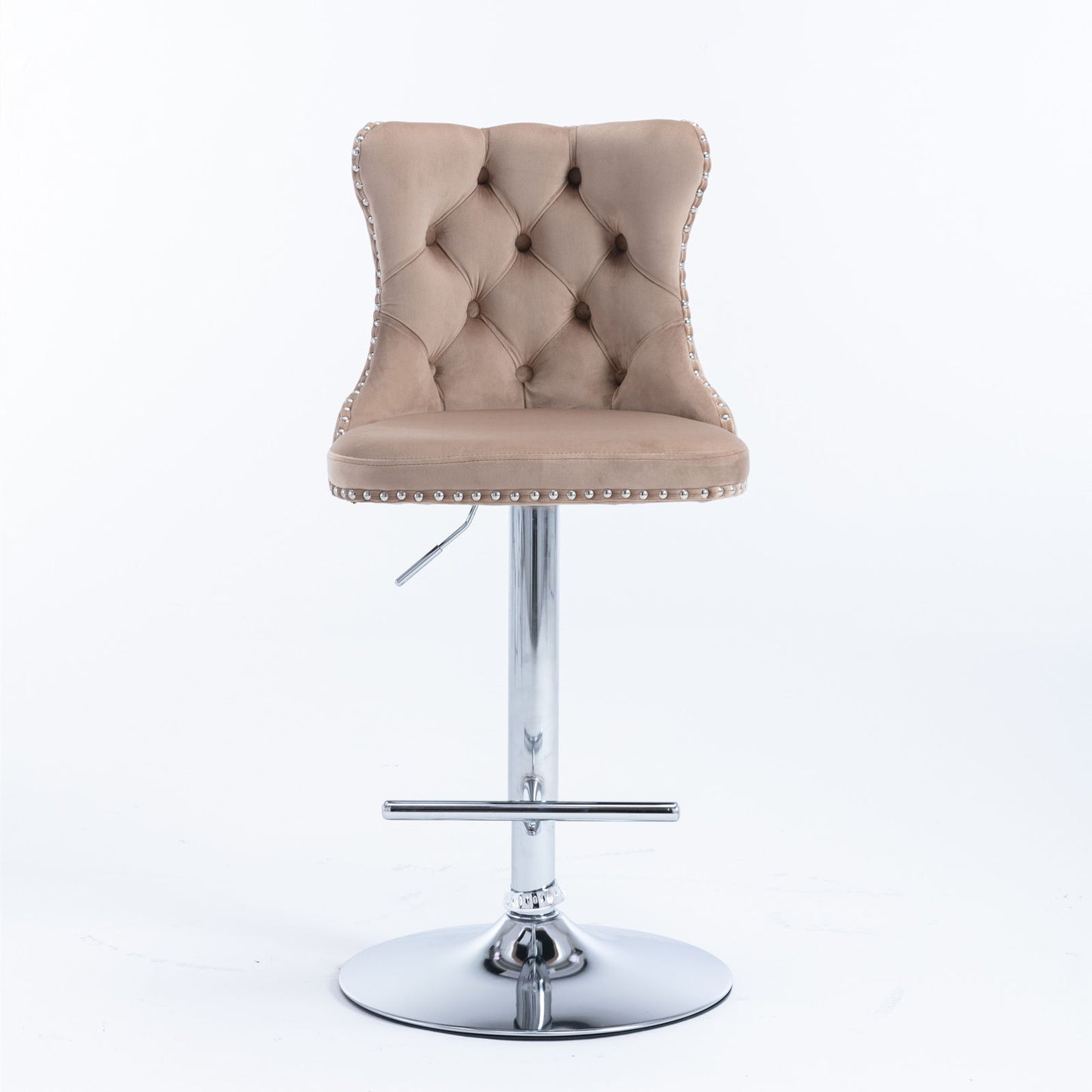 Swivel Velvet Barstools Adjusatble Seat Height From 25-33", Modern Upholstered Chrome Base Bar Stools With Backs Comfortable Tufted For Home Pub And Kitchen Island (Set of 2) Home Essentials