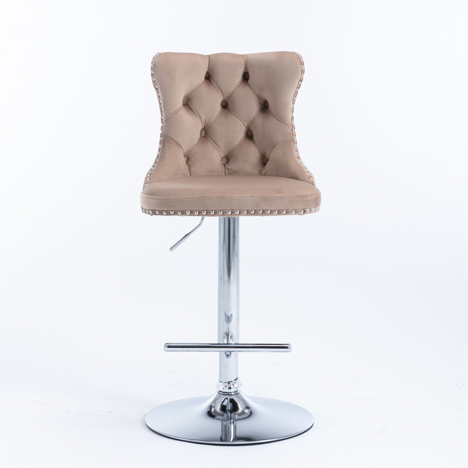 Swivel Velvet Barstools Adjusatble Seat Height From 25-33", Modern Upholstered Chrome Base Bar Stools With Backs Comfortable Tufted For Home Pub And Kitchen Island (Set of 2) Home Essentials