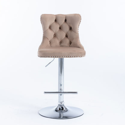 Swivel Velvet Barstools Adjusatble Seat Height From 25-33", Modern Upholstered Chrome Base Bar Stools With Backs Comfortable Tufted For Home Pub And Kitchen Island (Set of 2) Home Essentials