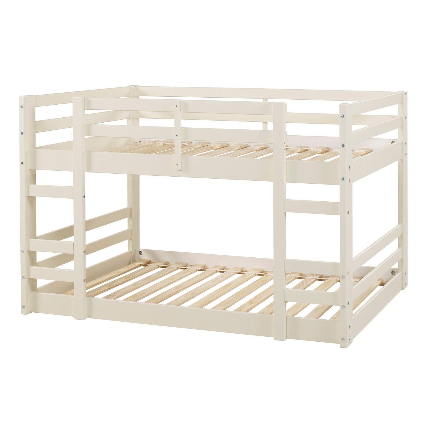 Classic Solid Wood Stackable Twin Over Twin Bunk Bed Frame - White