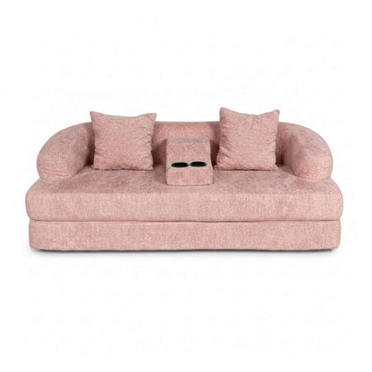 2 In 1 Convertible Sleeper Sofa Bed With Cup Holders Home Essentials