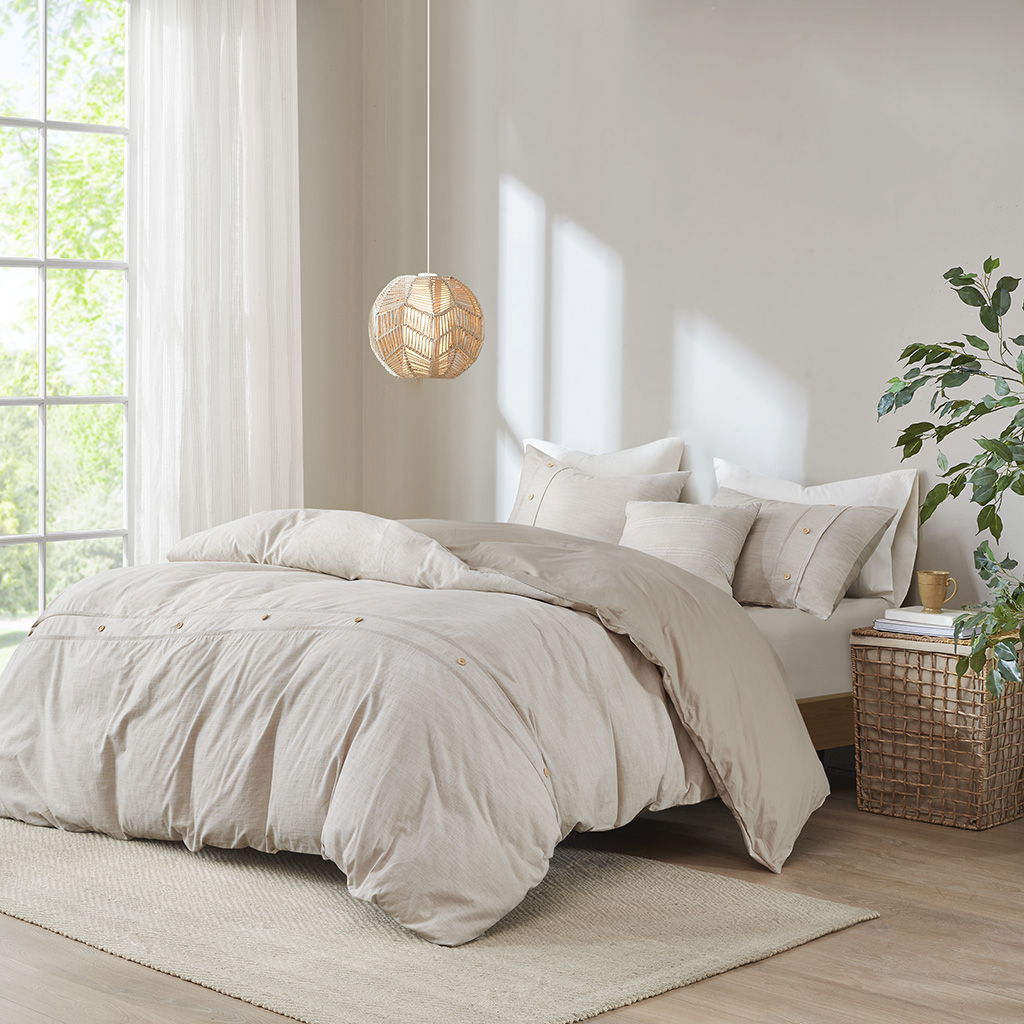 Dover - 5 Piece Organic Oversized Comforter Cover Set W/removable Insert - Natural Clean Spaces