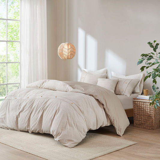 Dover - 5 Piece Organic Oversized Comforter Cover Set W/removable Insert - Natural Clean Spaces