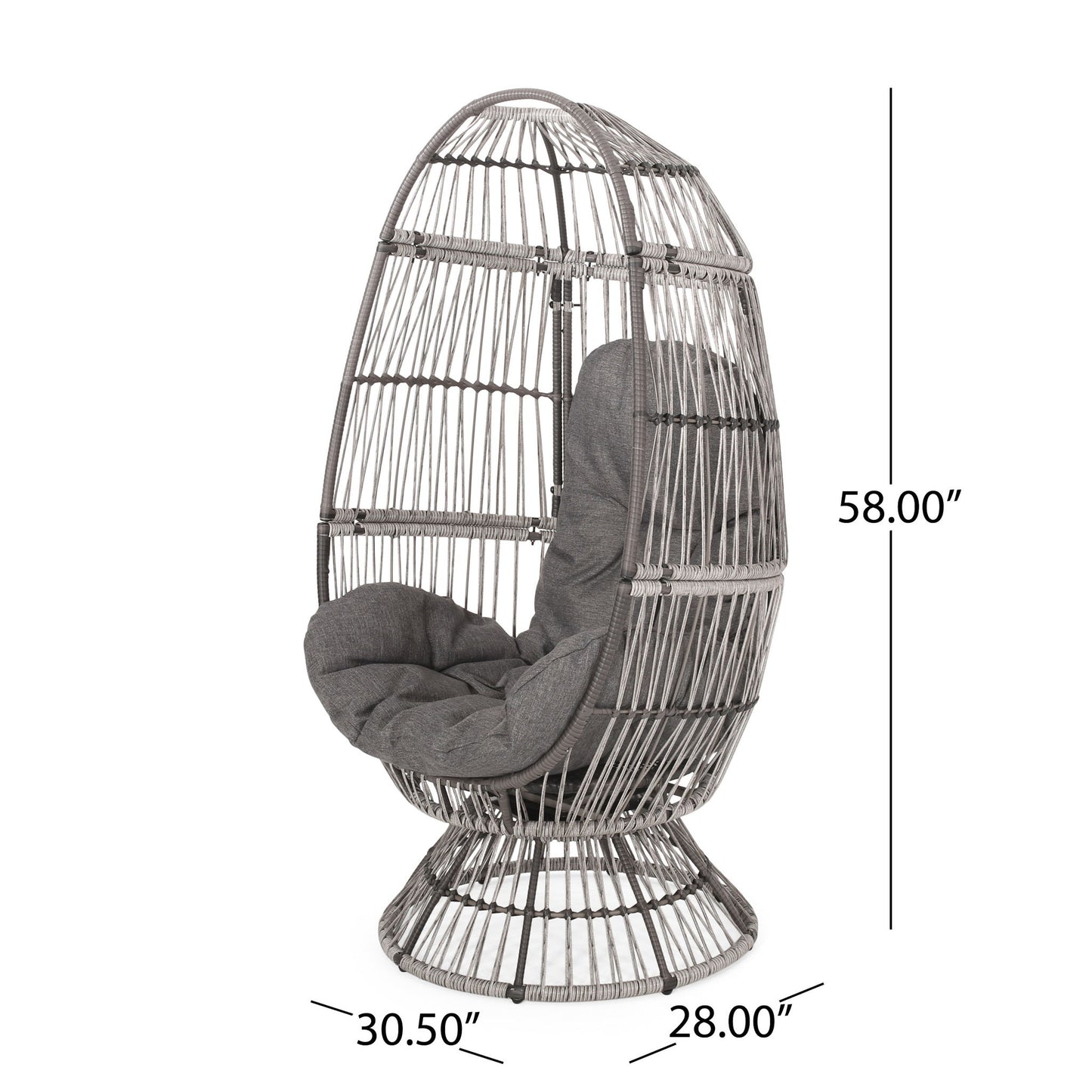 Patio Swivel Basket Egg Chair With Cushion Noble House