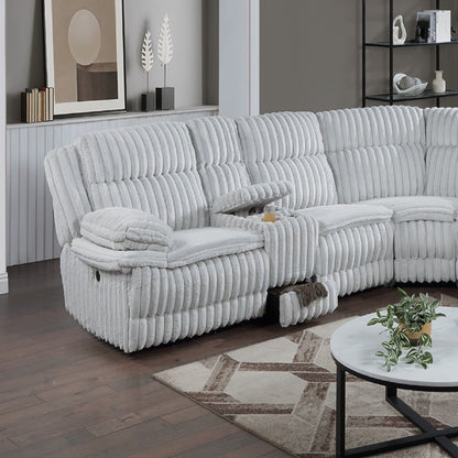 U-Shaped Sectional Sofa With Console Cup Holder, Storage Drawer, Manual Reclining Home Essentials