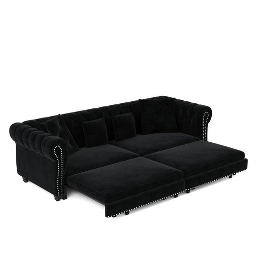 3 In 1 Convertible Sleeper Sofa Bed With Movable Ottoman Home Essentials