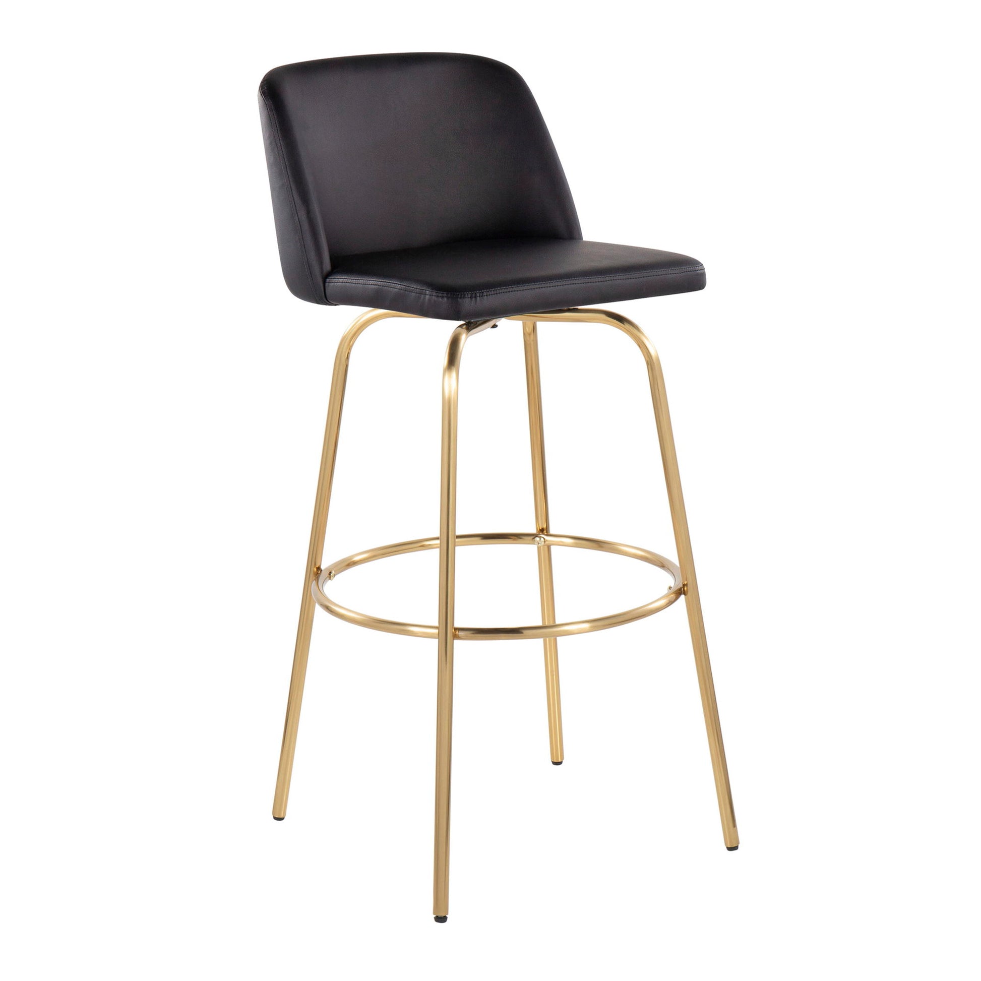 Toriano - Contemporary Fixed Height Barstool With Swivel And Round Footrest (Set of 2) Lumi Source
