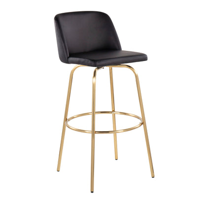 Toriano - Contemporary Fixed Height Barstool With Swivel And Round Footrest (Set of 2) Lumi Source