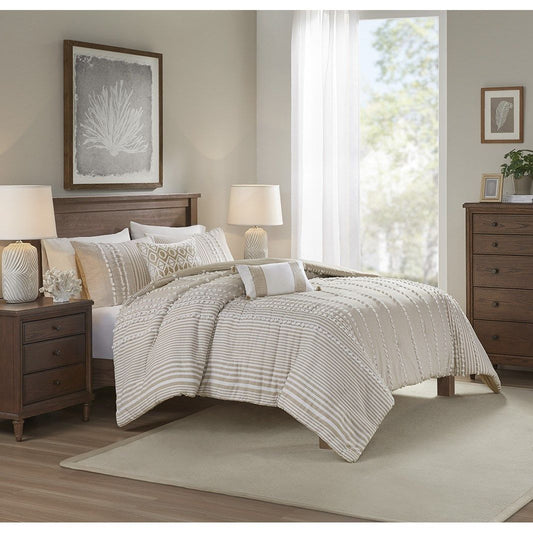 Anslee - 3 Piece Yarn Dyed Duvet Cover Set - Taupe Harbor House