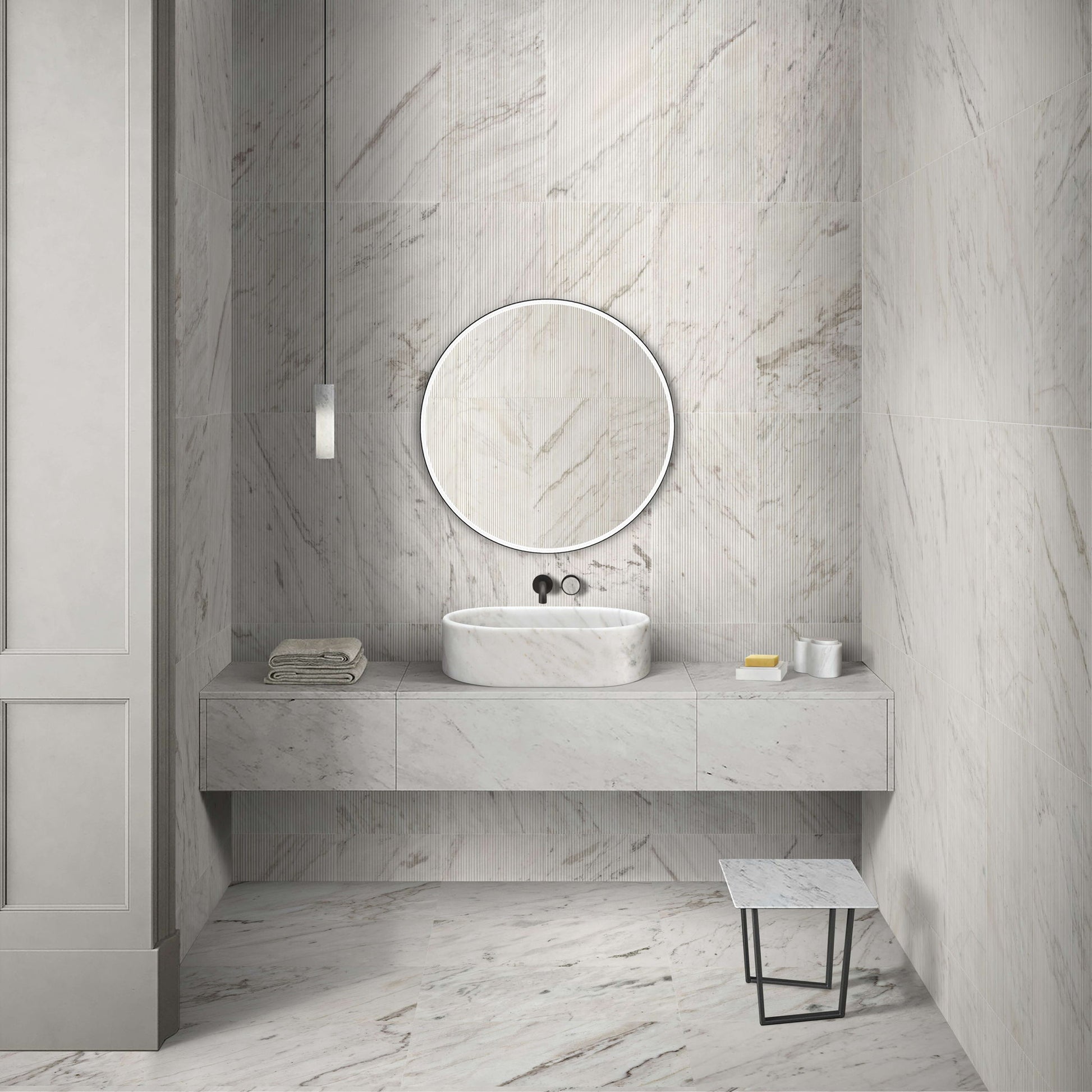 Bathroom Vessel Sink, Semi Polished Surface Daily Nest