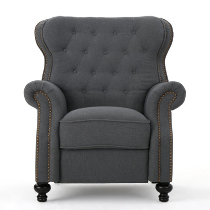 Accented Push Back Recliner Chair With Rolled Arms, Enjoy Cocooning Comfort Noble House
