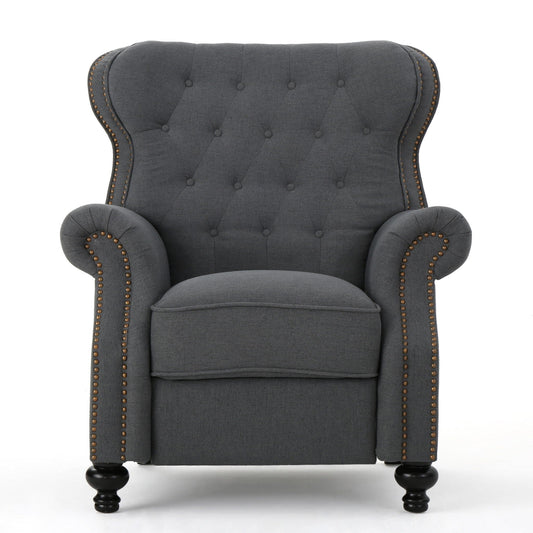 Accented Push Back Recliner Chair With Rolled Arms, Enjoy Cocooning Comfort Noble House