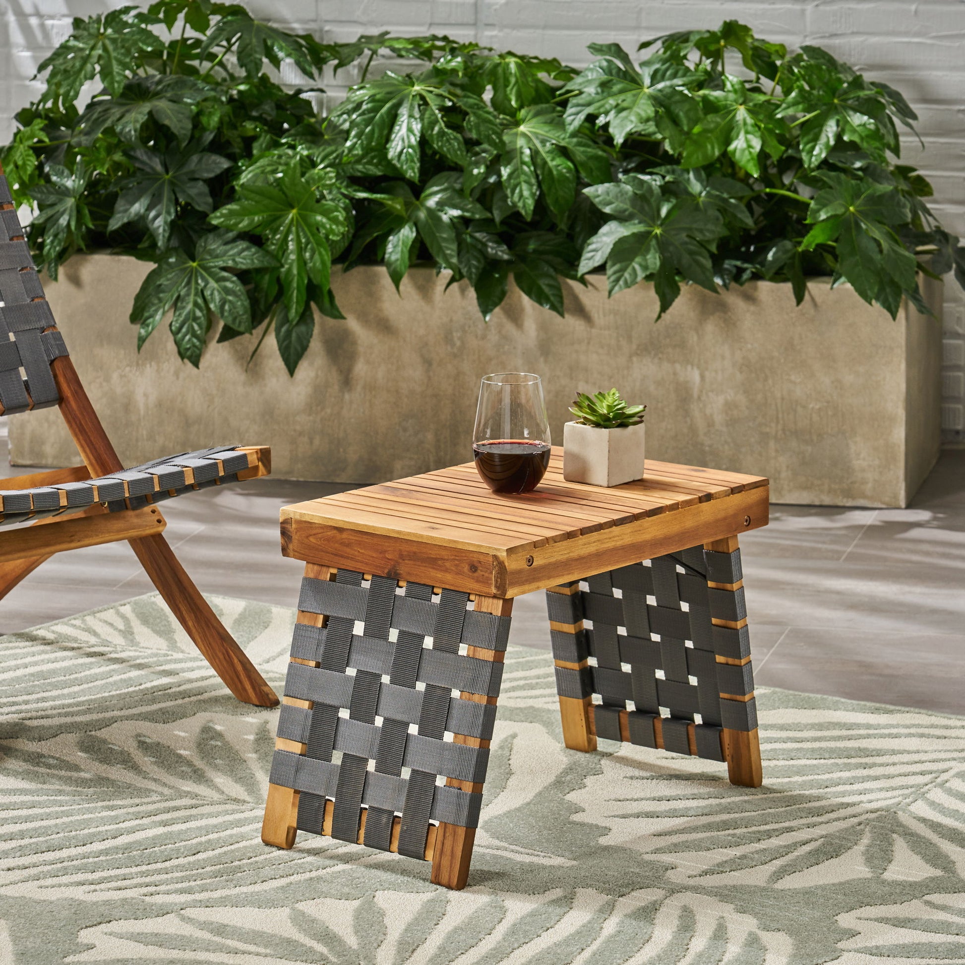 Outdoor Wooden Foldable Side Table - Teak Noble House