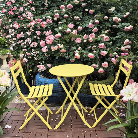 3 Piece Patio Bistro Set Of Foldable Round Table And Chairs Home Essentials