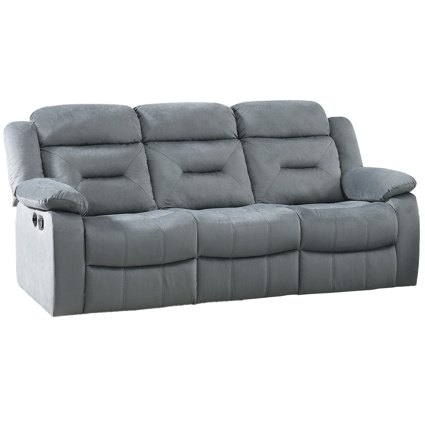 Modern Recliner Sofa With Pillow Arms, Plush Backrest, Horizontal Tufting, USB Charging Port Home Essentials