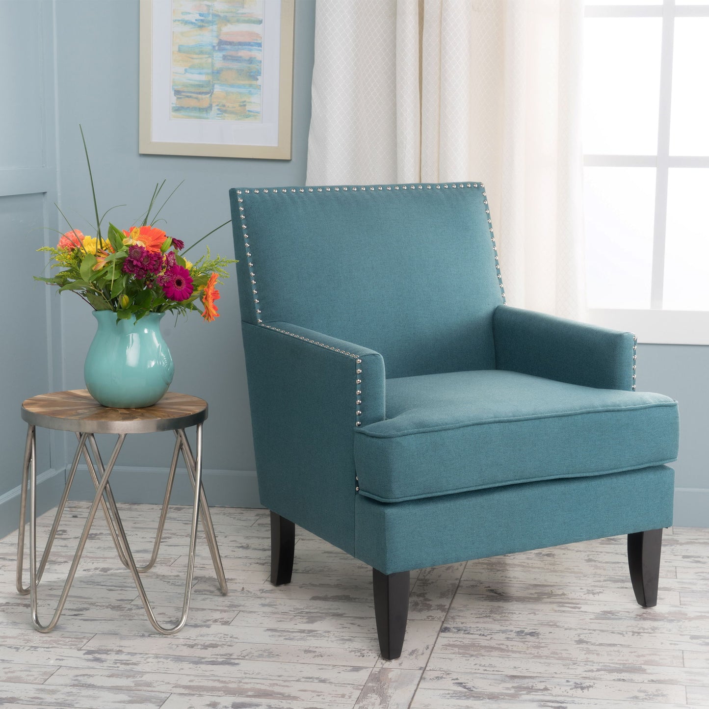 Serenada - Upholstered Fabric Club Chair With Nailhead Trim And Tapered Birch Legs Noble House