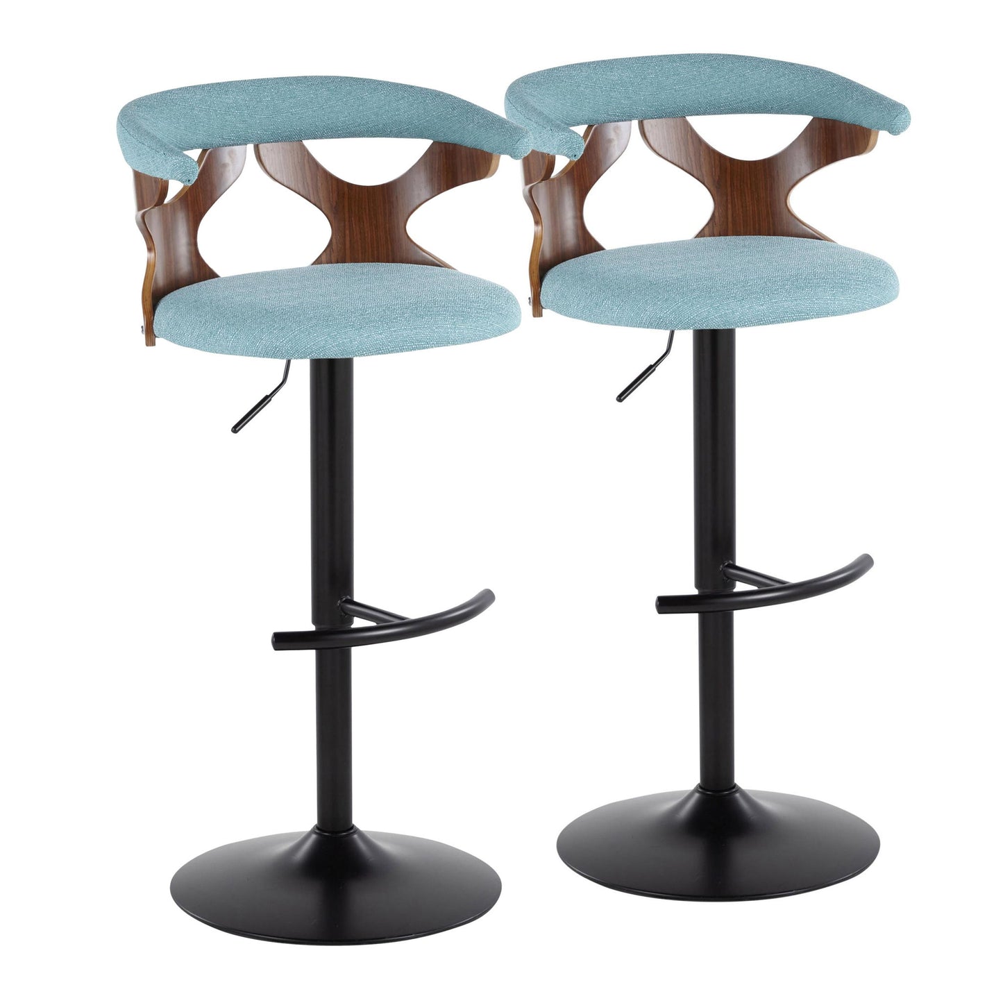 Gardenia - Contemporary Adjustable Barstool, Swivel With Rounded T Footrest (Set of 2) Lumi Source