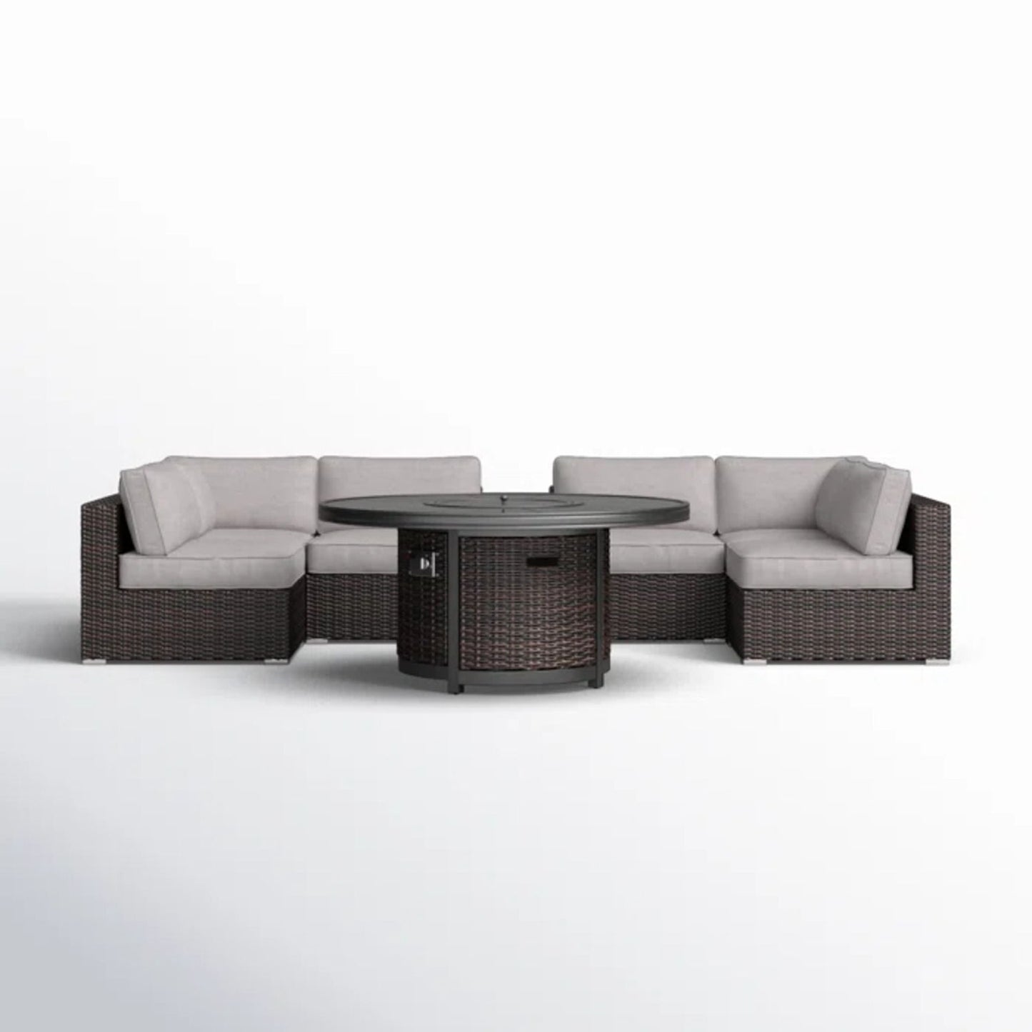 Rattan Patio Set With Comfortable Cushions And Fire Pit LSI Patio Furniture