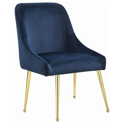 Kella - 5 Piece Round Marble Top Dining Set - Blue And Gold - Snoozhouse