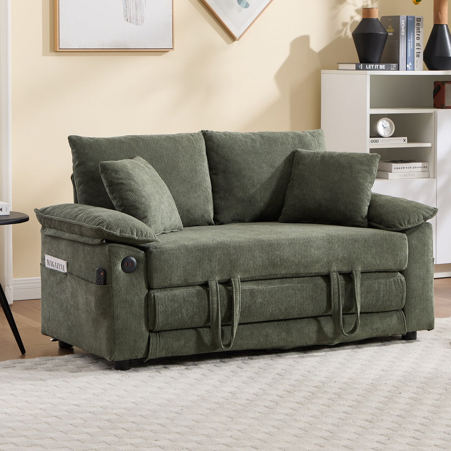 Upholstered Futon Convertible Floor Sofa Bed Home Essentials