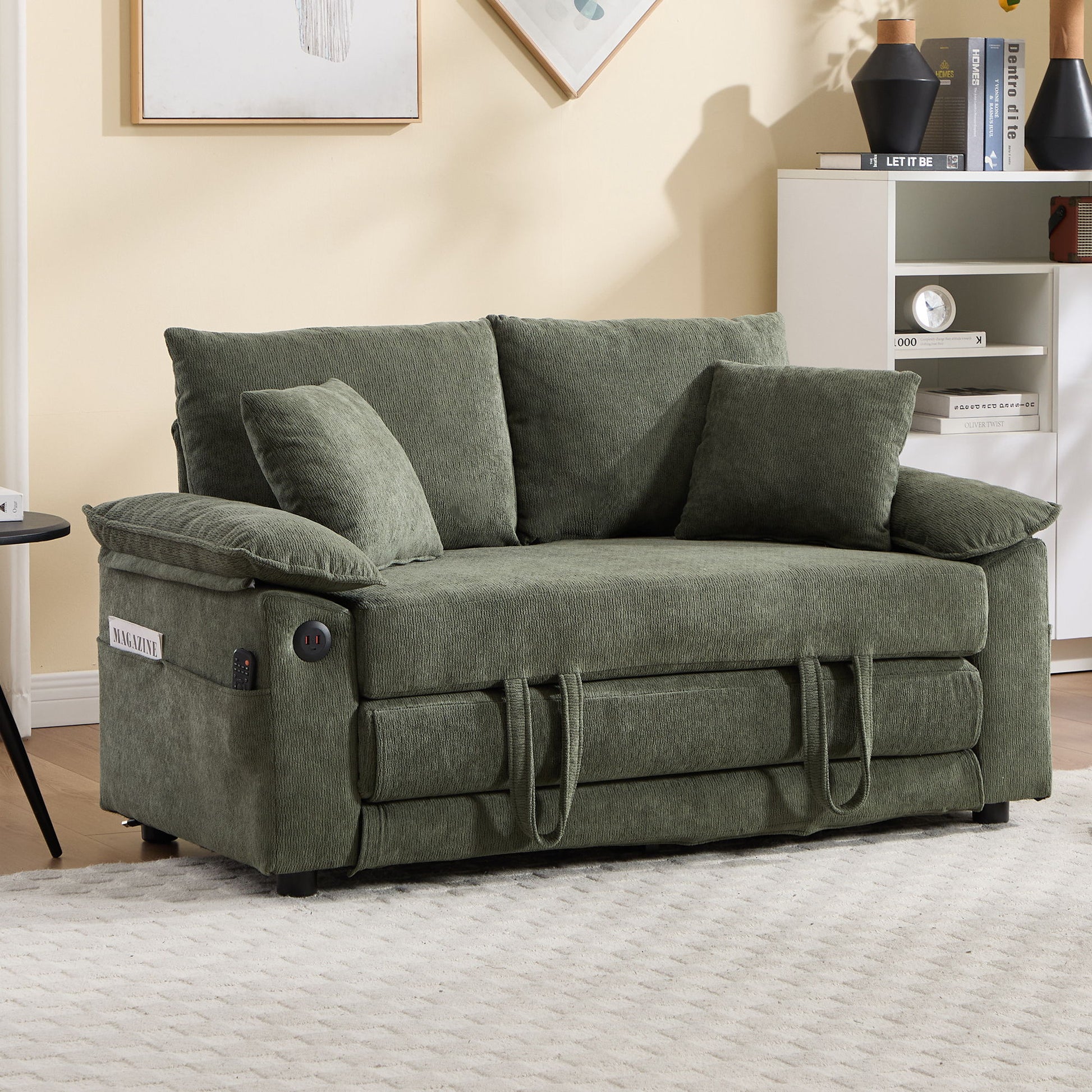 Upholstered Futon Convertible Floor Sofa Bed Home Essentials