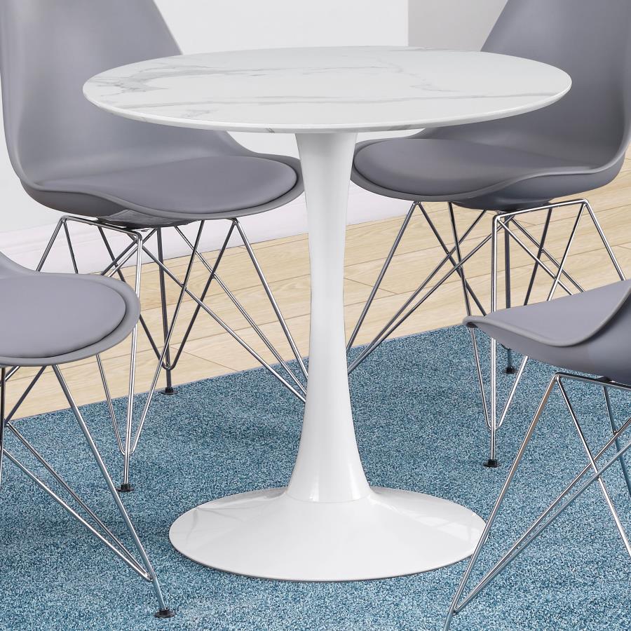Arkell - Round Faux Marble Top Dining Table CoasterEveryday