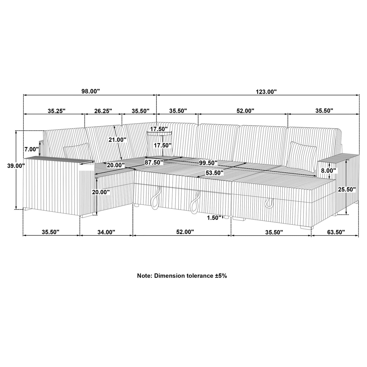 Thurston - Storage Sectional Sofa With Pop Up Bed Furniture Max