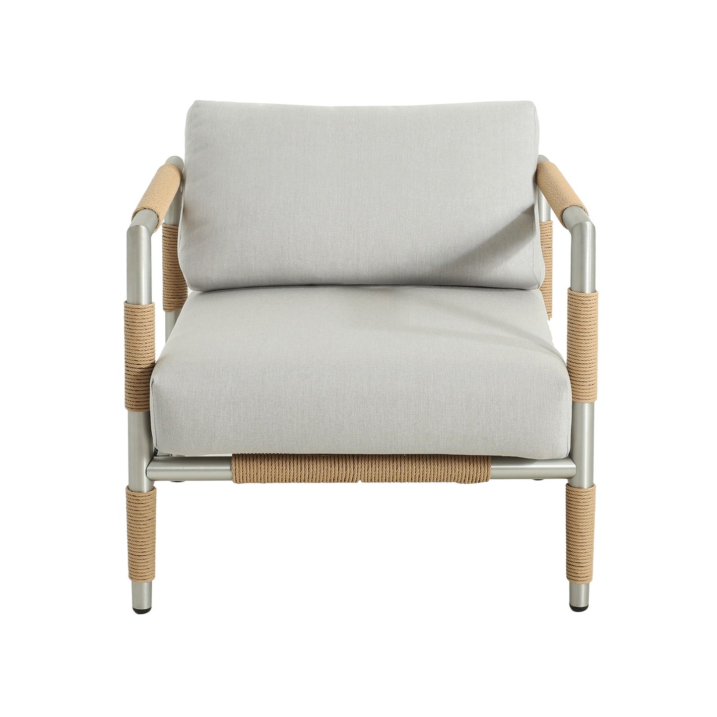 Oriana - Aluminum Outdoor Patio Armchair With Thick Cushions - Light Gray Noble House