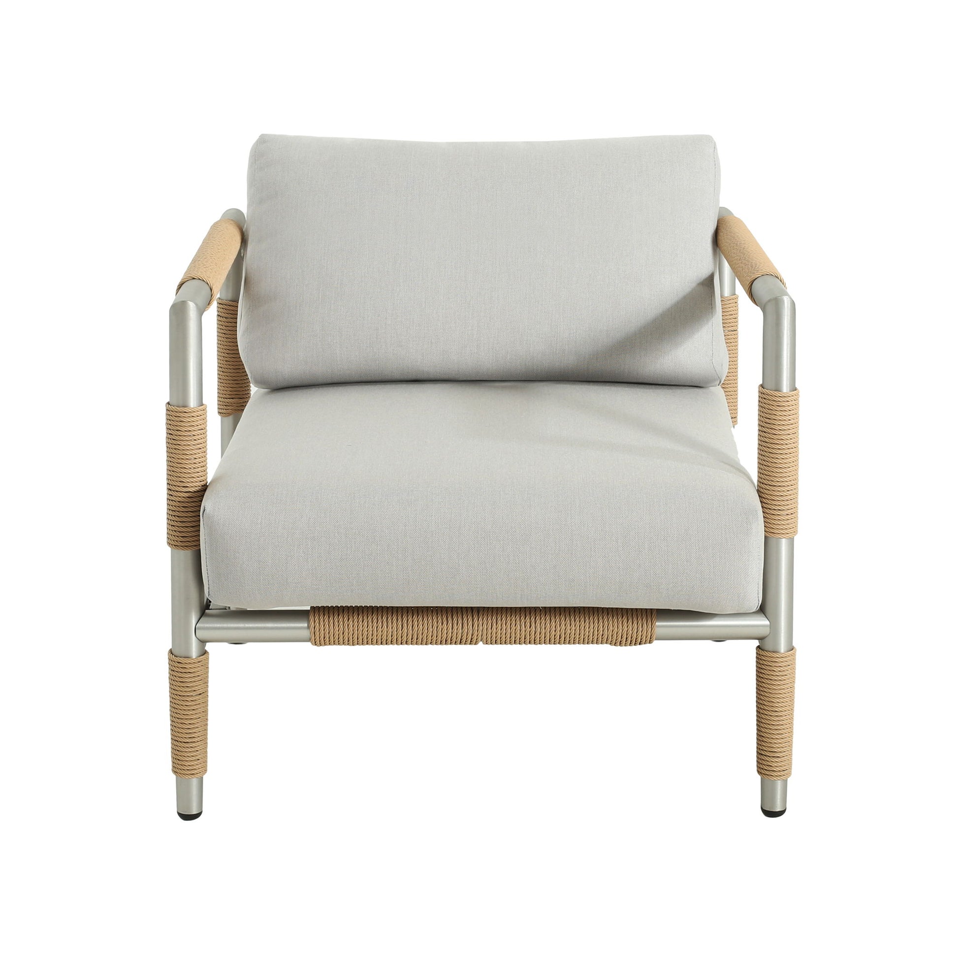 Oriana - Aluminum Outdoor Patio Armchair With Thick Cushions - Light Gray Noble House