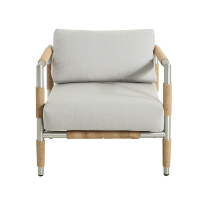 Oriana - Aluminum Outdoor Patio Armchair With Thick Cushions - Light Gray Noble House