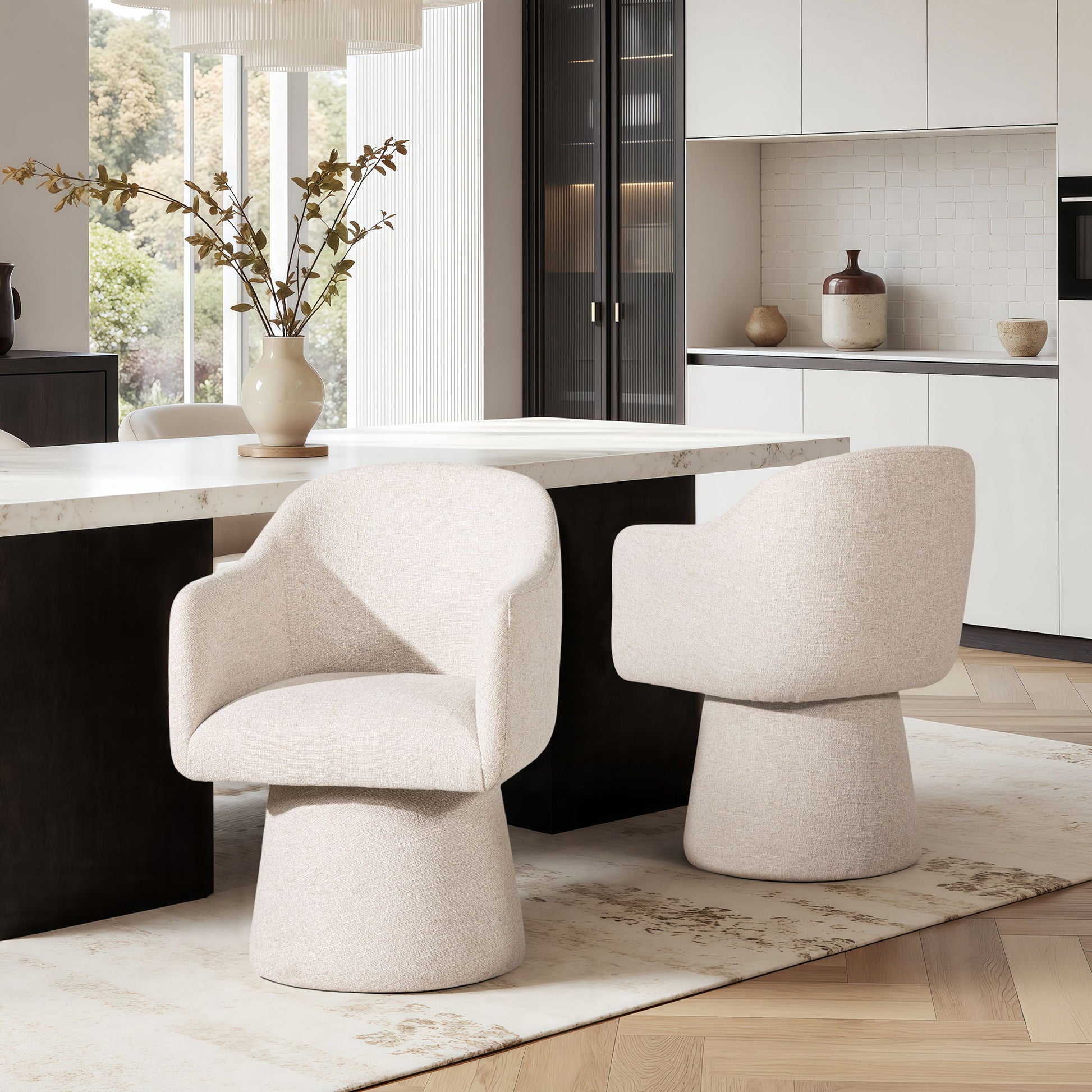 Marcy - Swivel Upholstered Dining Arm Chair - Simple Gray Jennifer Taylor Home