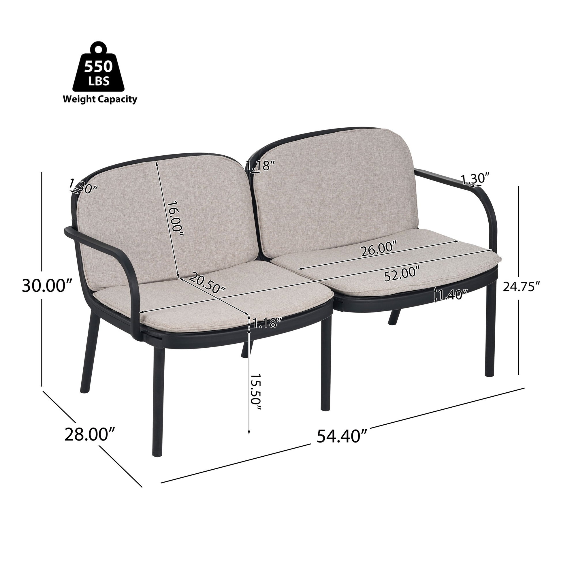 Luna - Outdoor Patio Loveseat Noble House