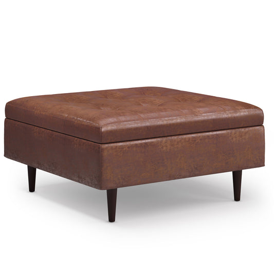 Shay - Large Square Coffee Table Storage Ottoman Mid-Century Style Simpli-Home