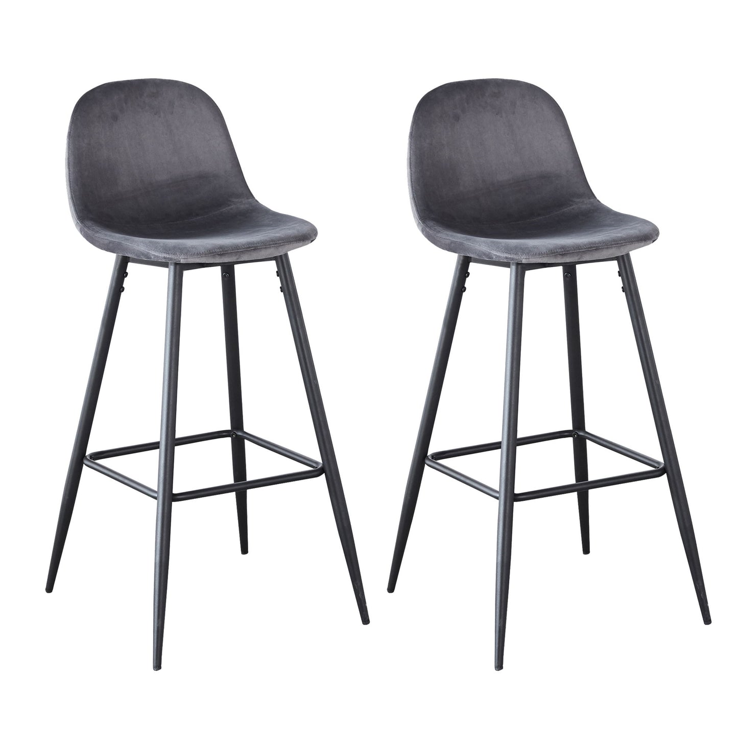 Velvet Barstool With Back (Set of 2) Home Essentials