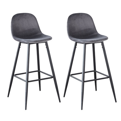 Velvet Barstool With Back (Set of 2) Home Essentials