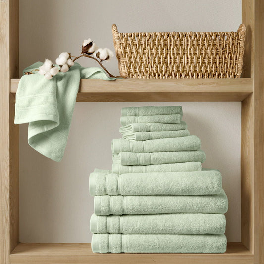 400GSM Essential Bundle Quick Dry 12 Piece Towel Set - Seafoam Super Listing