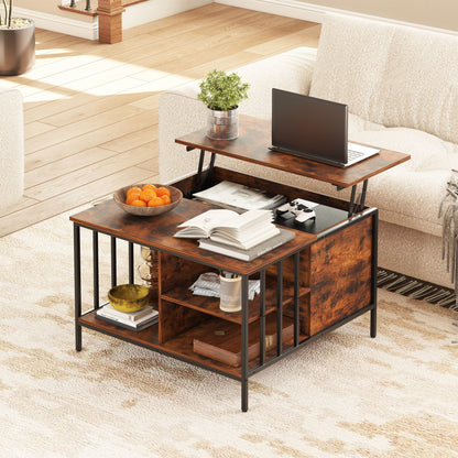 Lift Top Coffee Table With Storage, Adjustable Height Living Room - Black / Brown Home Essentials