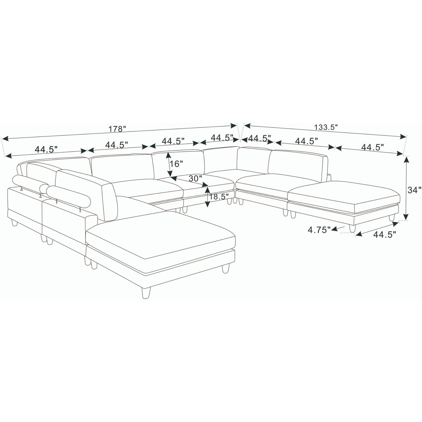 Modern Modular Sectional With Adjustable Back Support Home Essentials