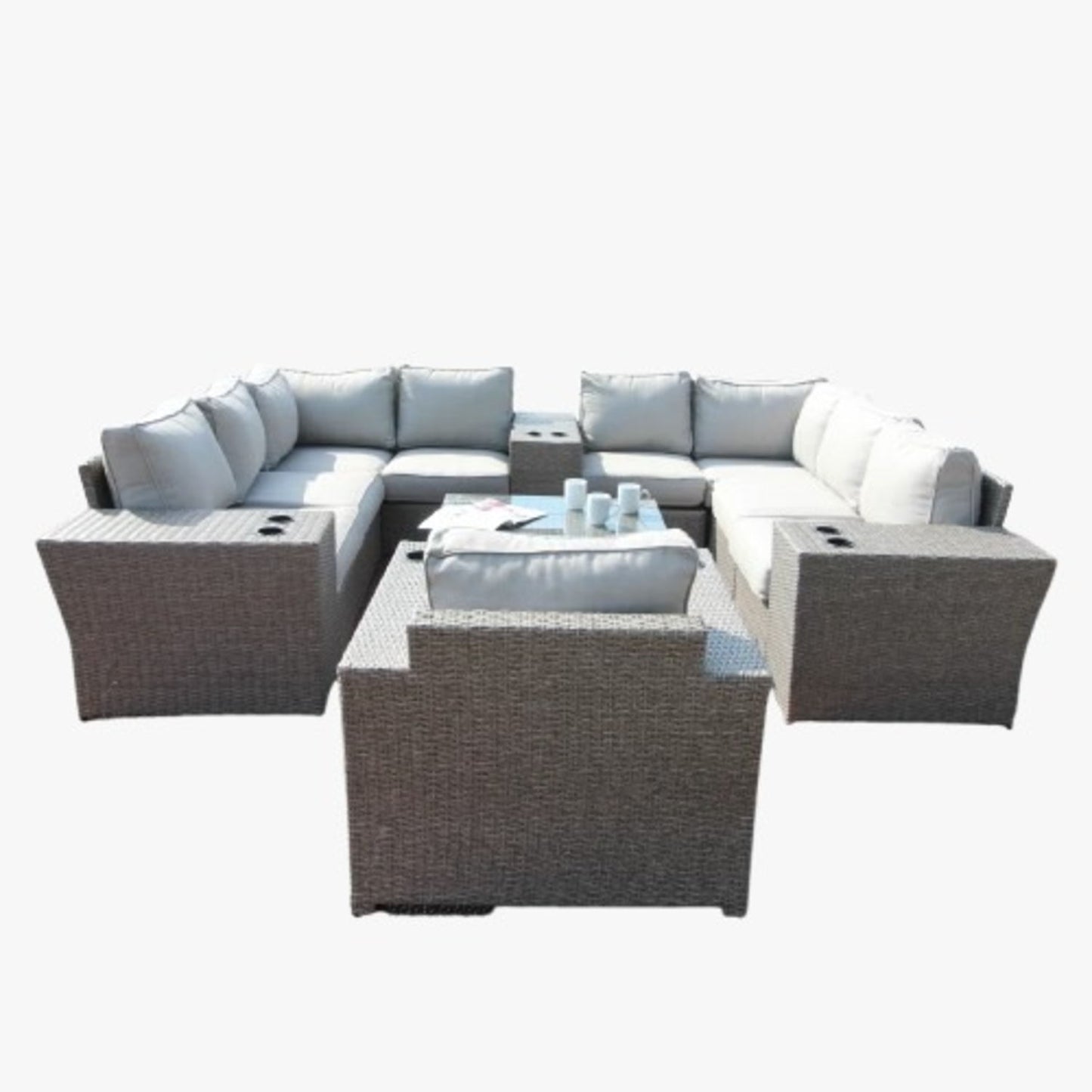 Outdoor Wicker Sectional With Weather Resistant Cushions And Table LSI Patio Furniture