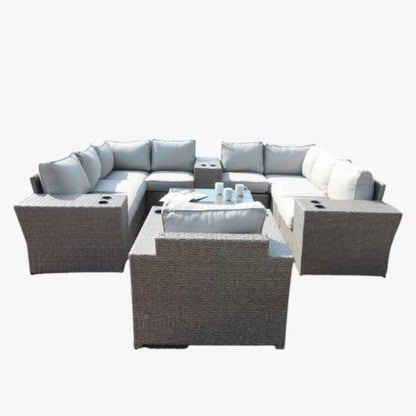 Outdoor Wicker Sectional With Weather Resistant Cushions And Table LSI Patio Furniture