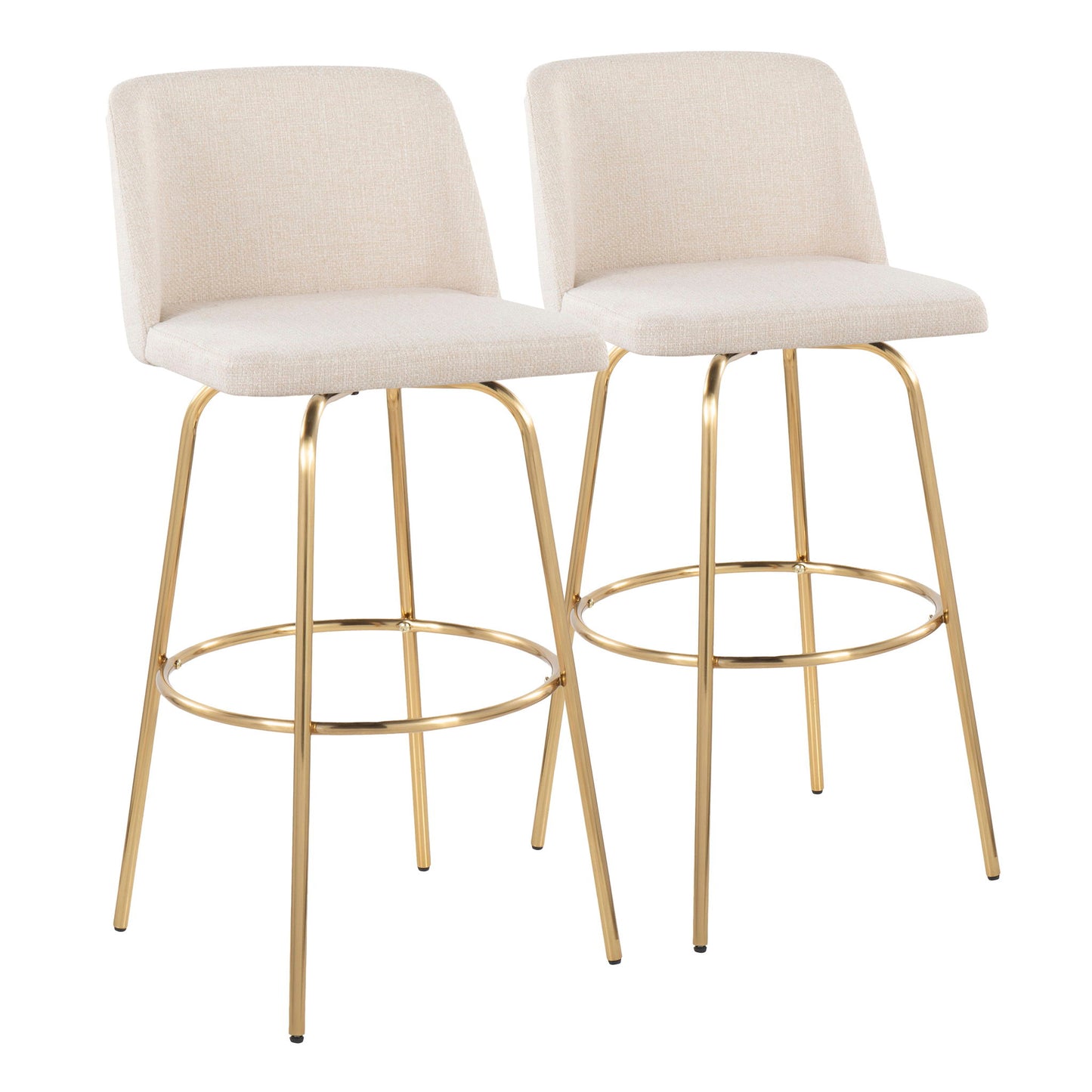 Toriano - Contemporary Fixed Height Barstool With Swivel And Round Footrest (Set of 2) Lumi Source