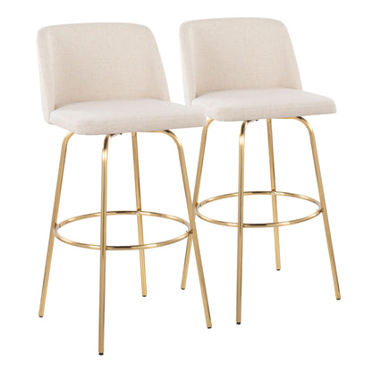 Toriano - Contemporary Fixed Height Barstool With Swivel And Round Footrest (Set of 2) Lumi Source