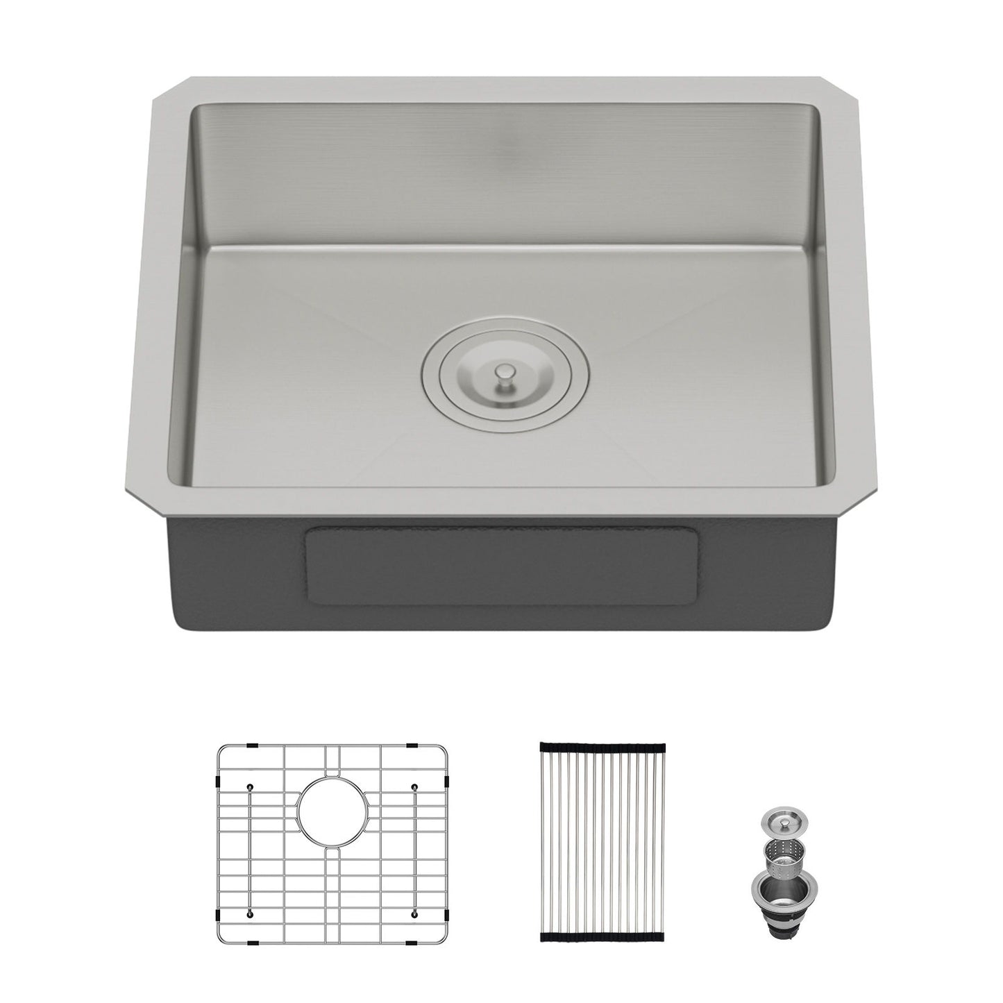 Modern Undermount Stainless Steel Kitchen Sink 16 Gauge, Deep Single Bowl Daily Nest