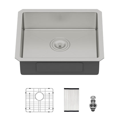 Modern Undermount Stainless Steel Kitchen Sink 16 Gauge, Deep Single Bowl Daily Nest