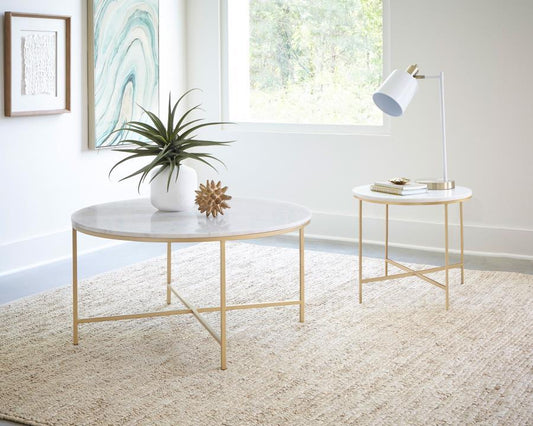 Ellison - Round Marble Coffee And End Table Set Coaster Fine Furniture