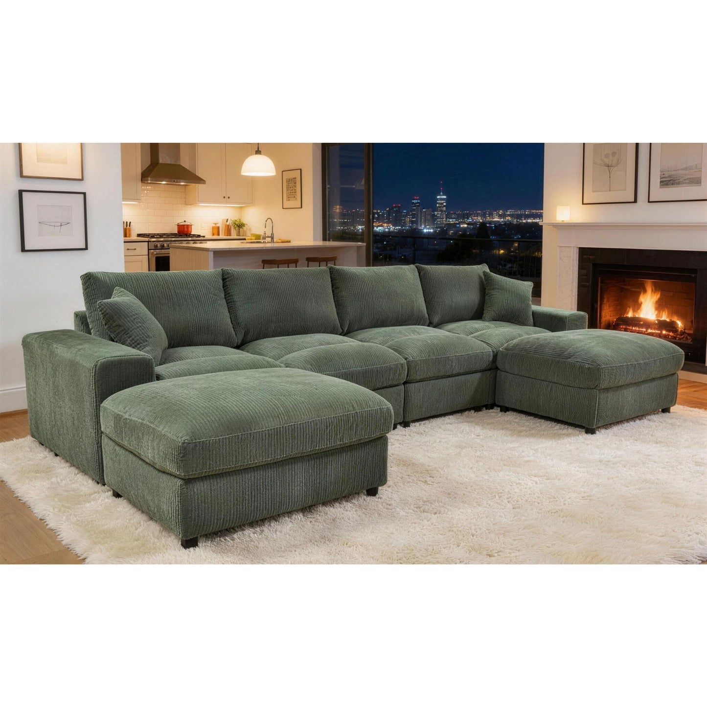 Sectional Sofa With 2 Ottomans And Toss Pillows Home Essentials