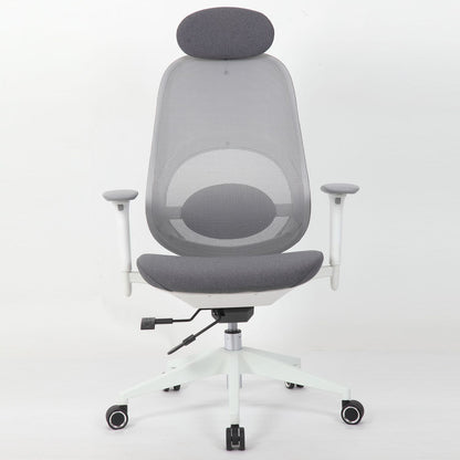 High Back Swivel Desk Chair With Height Adjustable Backrest, 3 Tilt Lock & Rotatable Headrest - Milk White Home Essentials